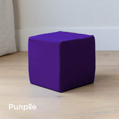 Purple cube cover on foam cube