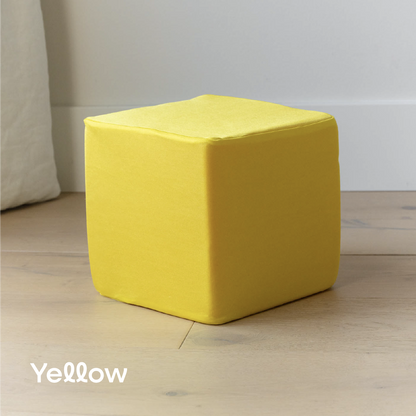 Yellow cube cover on foam cube